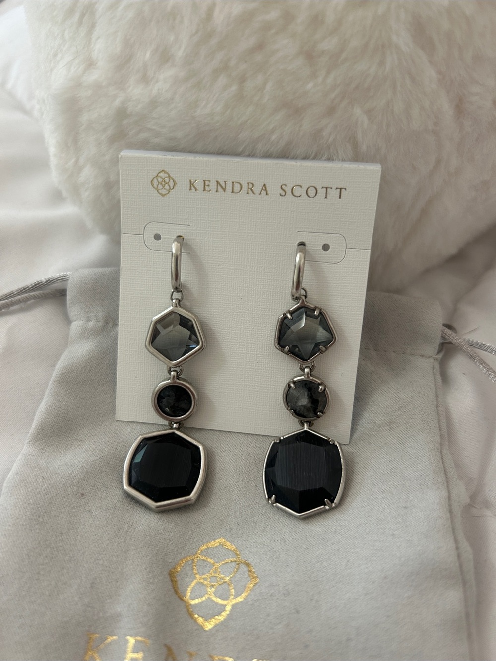 Kendra Scott Blake Statement Earrings | Gunmetal Multi-Stone Drop Earrings